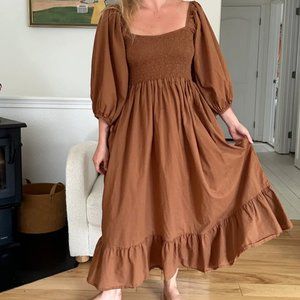 Honeydove Vintage Easy Smocked Puff Dress in Canyon S